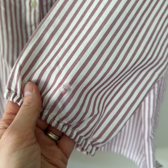 Eddie Bauer mauve and White Boxy Blouse with Cuffed Sleeves XL - Picture 4 of 7